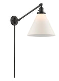 237-OB-G41-L 1-Light 12" Oil Rubbed Bronze Swing Arm - Matte White Cased Cone 12" Glass - LED Bulb - Dimmensions: 12 x 16 x 16 - Glass Up or Down: Yes