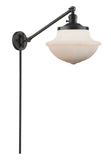 237-OB-G541 1-Light 11.75" Oil Rubbed Bronze Swing Arm - Matte White Cased Large Oxford Glass - LED Bulb - Dimmensions: 11.75 x 20 x 13 - Glass Up or Down: Yes