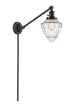 237-OB-G664-7 1-Light 7" Oil Rubbed Bronze Swing Arm - Seedy Small Bullet Glass - LED Bulb - Dimmensions: 7 x 19.5 x 15.75 - Glass Up or Down: Yes
