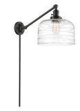 237-OB-G713-L 1-Light 12" Oil Rubbed Bronze Swing Arm - Clear Deco Swirl X-Large Bell Glass - LED Bulb - Dimmensions: 12 x 12 x 13 - Glass Up or Down: Yes