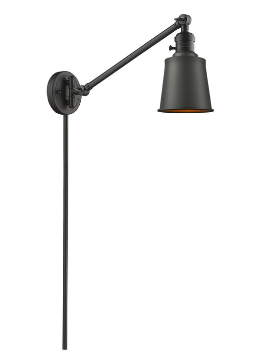 1-Light 8" Oil Rubbed Bronze Swing Arm - Oil Rubbed Bronze Addison Shade - Incandesent Or LED Bulbs