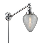 237-PC-G165 1-Light 8" Polished Chrome Swing Arm - Clear Crackle Geneseo Glass - LED Bulb - Dimmensions: 8 x 35 x 25 - Glass Up or Down: Yes