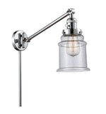 237-PC-G184 1-Light 8" Polished Chrome Swing Arm - Seedy Canton Glass - LED Bulb - Dimmensions: 8 x 35 x 25 - Glass Up or Down: Yes