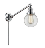 237-PC-G202-6 1-Light 6" Polished Chrome Swing Arm - Clear Beacon Glass - LED Bulb - Dimmensions: 6 x 21 x 25 - Glass Up or Down: Yes