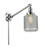 237-PC-G262 1-Light 6" Polished Chrome Swing Arm - Vintage Wire Mesh Stanton Glass - LED Bulb - Dimmensions: 6 x 30 x 25 - Glass Up or Down: Yes