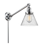 237-PC-G44 1-Light 8" Polished Chrome Swing Arm - Seedy Large Cone Glass - LED Bulb - Dimmensions: 8 x 30 x 25 - Glass Up or Down: Yes