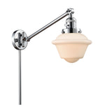 237-PC-G531 1-Light 8" Polished Chrome Swing Arm - Matte White Cased Small Oxford Glass - LED Bulb - Dimmensions: 8 x 30 x 25 - Glass Up or Down: Yes