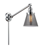 237-PC-G63 1-Light 8" Polished Chrome Swing Arm - Plated Smoke Small Cone Glass - LED Bulb - Dimmensions: 8 x 21 x 25 - Glass Up or Down: Yes