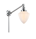 237-PC-G661-7 1-Light 7" Polished Chrome Swing Arm - Matte White Cased Small Bullet Glass - LED Bulb - Dimmensions: 7 x 19.5 x 15.75 - Glass Up or Down: Yes