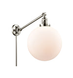 237-PN-G201-12 1-Light 12" Polished Nickel Swing Arm - Matte White Cased Beacon Glass - LED Bulb - Dimmensions: 12 x 20 x 16 - Glass Up or Down: Yes