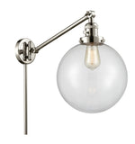 237-PN-G202-10 1-Light 10" Polished Nickel Swing Arm - Clear Beacon Glass - LED Bulb - Dimmensions: 10 x 18 x 14 - Glass Up or Down: Yes