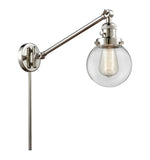 237-PN-G202-6 1-Light 6" Polished Nickel Swing Arm - Clear Beacon Glass - LED Bulb - Dimmensions: 6 x 21 x 25 - Glass Up or Down: Yes
