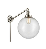 237-PN-G204-12 1-Light 12" Polished Nickel Swing Arm - Seedy Beacon Glass - LED Bulb - Dimmensions: 12 x 20 x 16 - Glass Up or Down: Yes