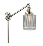 237-PN-G262 1-Light 6" Polished Nickel Swing Arm - Vintage Wire Mesh Stanton Glass - LED Bulb - Dimmensions: 6 x 30 x 25 - Glass Up or Down: Yes