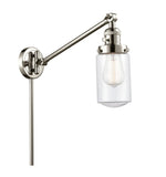 237-PN-G312 1-Light 4.5" Polished Nickel Swing Arm - Clear Dover Glass - LED Bulb - Dimmensions: 4.5 x 30 x 25.75 - Glass Up or Down: Yes