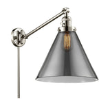 237-PN-G43-L 1-Light 12" Polished Nickel Swing Arm - Plated Smoke Cone 12" Glass - LED Bulb - Dimmensions: 12 x 16 x 16 - Glass Up or Down: Yes
