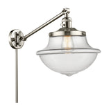 237-PN-G542 1-Light 11.75" Polished Nickel Swing Arm - Clear Large Oxford Glass - LED Bulb - Dimmensions: 11.75 x 20 x 13 - Glass Up or Down: Yes