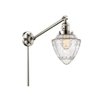 237-PN-G664-7 1-Light 7" Polished Nickel Swing Arm - Seedy Small Bullet Glass - LED Bulb - Dimmensions: 7 x 19.5 x 15.75 - Glass Up or Down: Yes
