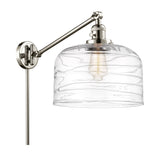 237-PN-G713-L 1-Light 12" Polished Nickel Swing Arm - Clear Deco Swirl X-Large Bell Glass - LED Bulb - Dimmensions: 12 x 12 x 13 - Glass Up or Down: Yes