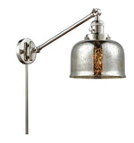 237-PN-G78 1-Light 8" Polished Nickel Swing Arm - Silver Plated Mercury Large Bell Glass - LED Bulb - Dimmensions: 8 x 30 x 25 - Glass Up or Down: Yes