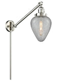 237-SN-G165 1-Light 8" Brushed Satin Nickel Swing Arm - Clear Crackle Geneseo Glass - LED Bulb - Dimmensions: 8 x 35 x 25 - Glass Up or Down: Yes
