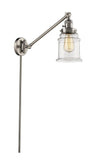 237-SN-G182 1-Light 8" Brushed Satin Nickel Swing Arm - Clear Canton Glass - LED Bulb - Dimmensions: 8 x 35 x 25 - Glass Up or Down: Yes