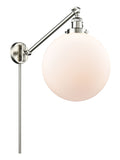 237-SN-G201-12 1-Light 12" Brushed Satin Nickel Swing Arm - Matte White Cased Beacon Glass - LED Bulb - Dimmensions: 12 x 20 x 16 - Glass Up or Down: Yes
