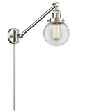 237-SN-G202-6 1-Light 6" Brushed Satin Nickel Swing Arm - Clear Beacon Glass - LED Bulb - Dimmensions: 6 x 21 x 25 - Glass Up or Down: Yes