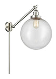 237-SN-G204-12 1-Light 12" Brushed Satin Nickel Swing Arm - Seedy Beacon Glass - LED Bulb - Dimmensions: 12 x 20 x 16 - Glass Up or Down: Yes