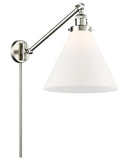 237-SN-G41-L 1-Light 12" Brushed Satin Nickel Swing Arm - Matte White Cased Cone 12" Glass - LED Bulb - Dimmensions: 12 x 16 x 16 - Glass Up or Down: Yes
