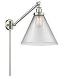 237-SN-G42-L 1-Light 12" Brushed Satin Nickel Swing Arm - Clear Cone 12" Glass - LED Bulb - Dimmensions: 12 x 16 x 16 - Glass Up or Down: Yes