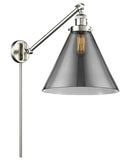 237-SN-G43-L 1-Light 12" Brushed Satin Nickel Swing Arm - Plated Smoke Cone 12" Glass - LED Bulb - Dimmensions: 12 x 16 x 16 - Glass Up or Down: Yes