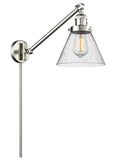 237-SN-G44 1-Light 8" Brushed Satin Nickel Swing Arm - Seedy Large Cone Glass - LED Bulb - Dimmensions: 8 x 30 x 25 - Glass Up or Down: Yes