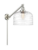 237-SN-G713-L 1-Light 12" Brushed Satin Nickel Swing Arm - Clear Deco Swirl X-Large Bell Glass - LED Bulb - Dimmensions: 12 x 12 x 13 - Glass Up or Down: Yes