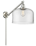 237-SN-G72-L 1-Light 12" Brushed Satin Nickel Swing Arm - Clear X-Large Bell Glass - LED Bulb - Dimmensions: 12 x 12 x 13 - Glass Up or Down: Yes