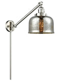 237-SN-G78 1-Light 8" Brushed Satin Nickel Swing Arm - Silver Plated Mercury Large Bell Glass - LED Bulb - Dimmensions: 8 x 30 x 25 - Glass Up or Down: Yes