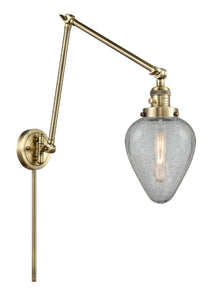 1-Light 8" Geneseo Swing Arm With Switch - Teardrop Clear Crackled Glass - Choice of Finish And Incandesent Or LED Bulbs