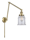 1-Light 8" Antique Brass Swing Arm - Clear Canton Glass LED - w/Switch