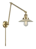 1-Light 8.5" Halophane Swing Arm With Switch - Cone Clear Halophane Glass - Choice of Finish And Incandesent Or LED Bulbs