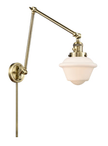 1-Light 8" Oxford Swing Arm With Switch - Schoolhouse Matte White Glass - Choice of Finish And Incandesent Or LED Bulbs