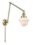 1-Light 8" Oxford Swing Arm With Switch - Schoolhouse Matte White Glass - Choice of Finish And Incandesent Or LED Bulbs