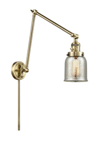 1-Light 8" Antique Brass Swing Arm - Silver Plated Mercury Small Bell Glass LED - w/Switch