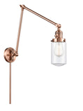 238-AC-G312 1-Light 4.5" Antique Copper Swing Arm - Clear Dover Glass - LED Bulb - Dimmensions: 4.5 x 30 x 30.75 - Glass Up or Down: Yes