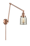 238-AC-G58 1-Light 8" Antique Copper Swing Arm - Silver Plated Mercury Small Bell Glass - LED Bulb - Dimmensions: 8 x 30 x 30 - Glass Up or Down: Yes