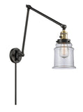 238-BAB-G182 1-Light 8" Black Antique Brass Swing Arm - Clear Canton Glass - LED Bulb - Dimmensions: 8 x 30 x 30 - Glass Up or Down: Yes