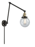 238-BAB-G204-6 1-Light 6" Black Antique Brass Swing Arm - Seedy Beacon Glass - LED Bulb - Dimmensions: 6 x 30 x 30 - Glass Up or Down: Yes