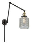 238-BAB-G262 1-Light 6" Black Antique Brass Swing Arm - Vintage Wire Mesh Stanton Glass - LED Bulb - Dimmensions: 6 x 30 x 30 - Glass Up or Down: Yes