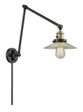 238-BAB-G2 1-Light 8.5" Black Antique Brass Swing Arm - Clear Halophane Glass - LED Bulb - Dimmensions: 8.5 x 30 x 30 - Glass Up or Down: Yes