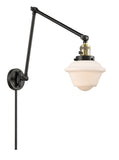 238-BAB-G531 1-Light 8" Black Antique Brass Swing Arm - Matte White Cased Small Oxford Glass - LED Bulb - Dimmensions: 8 x 30 x 30 - Glass Up or Down: Yes
