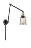 238-BAB-G58 1-Light 8" Black Antique Brass Swing Arm - Silver Plated Mercury Small Bell Glass - LED Bulb - Dimmensions: 8 x 30 x 30 - Glass Up or Down: Yes